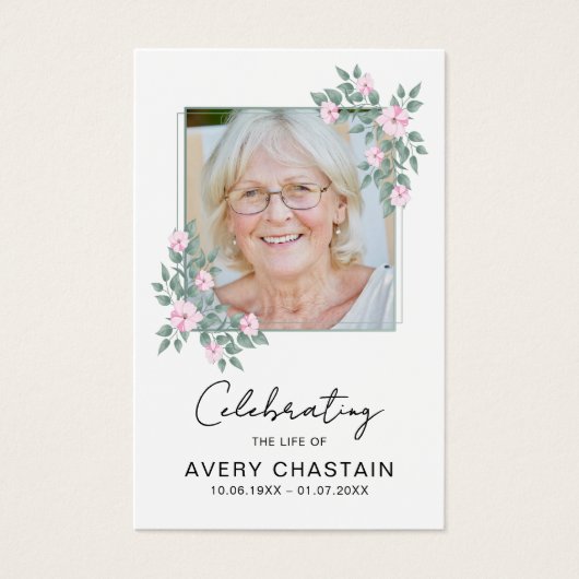 Sympathy Elegant Floral Photo Funeral Prayer Cards (正面)