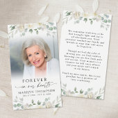Sympathy Elegant Floral Photo Prayer Card