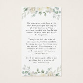 Sympathy Elegant Floral Photo Prayer Card (裏面)