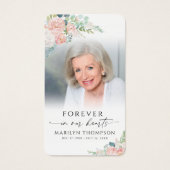 Sympathy Elegant Floral Photo Prayer Card (正面)