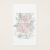 Sympathy Elegant Pink Floral Photo Prayer Card (裏面)