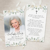 Sympathy Floral Cross Photo Prayer Card