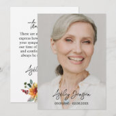 Sympathy Floral Photo Funeral Thank You Card サンキューカード (正面/裏面)