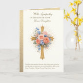 Sympathy for Daughter Gold Cross Floral カード (黄色い花)