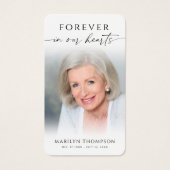 Sympathy Forever In Our Hearts Photo Prayer Card (正面)