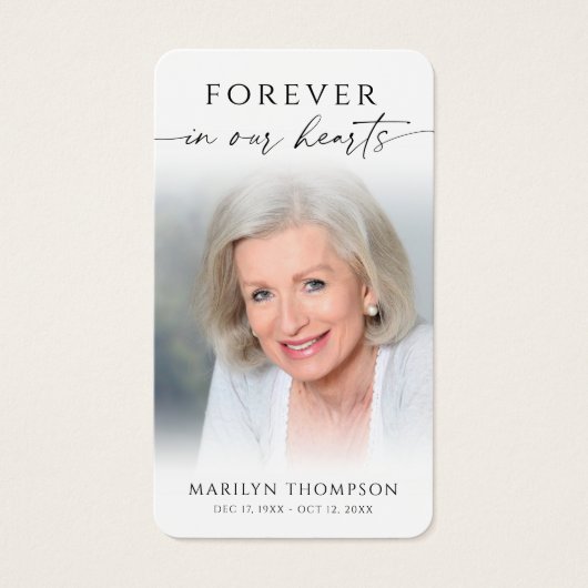 Sympathy Forever In Our Hearts Photo Prayer Card (正面)