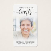 Sympathy Forever In Our Hearts Photo Prayer Card (正面)