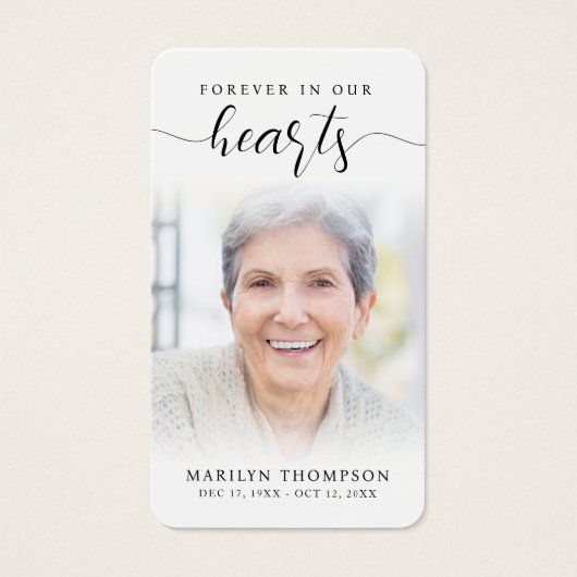 Sympathy Forever In Our Hearts Photo Prayer Card (正面)