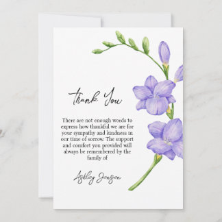 Sympathy Freesia Photo Funeral Thank You Card サンキューカード