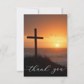 Sympathy Funeral Memorial Cross at Ocean サンキューカード (正面)