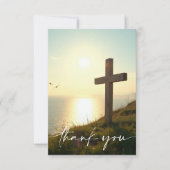Sympathy Funeral Memorial Cross at Sunrise サンキューカード (正面)