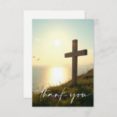 Sympathy Funeral Memorial Cross at Sunrise サンキューカード (正面/裏面)