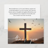 Sympathy Funeral Memorial Cross Sunrise Ocean サンキューカード (正面/裏面)