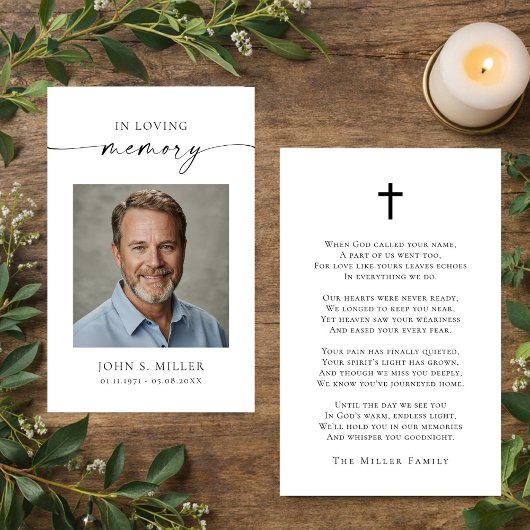 Sympathy Funeral Photo Memorial Prayer Card 名刺