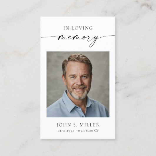 Sympathy Funeral Photo Memorial Prayer Card 名刺 (正面)