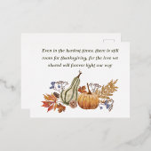 Sympathy Gift card for Thanksgiving 箔シーズンポストカード (正面/裏面)