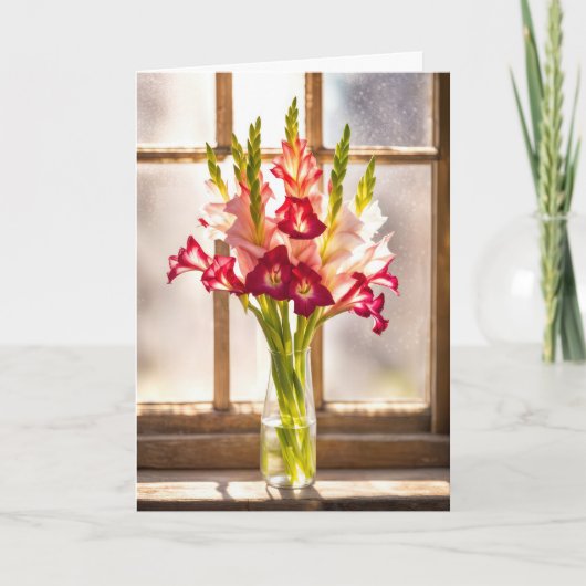 Sympathy Gladiolus Bouquet In a Sunny Window カード (正面)