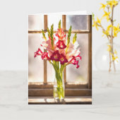 Sympathy Gladiolus Bouquet In a Sunny Window カード (黄色い花)