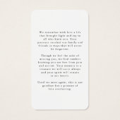 Sympathy In Loving Memory Photo Prayer Card (裏面)