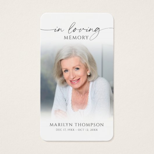 Sympathy In Loving Memory Photo Prayer Card (正面)