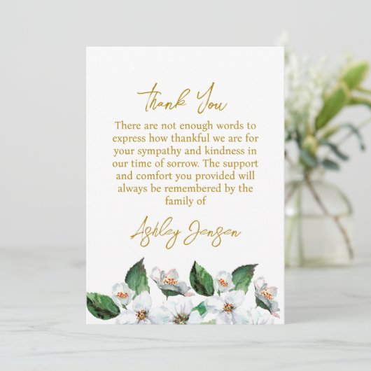 Sympathy Jasmine Funeral Thank You Card サンキューカード (スタンド正面)