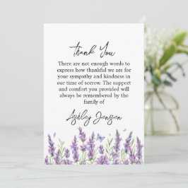 Sympathy Lavender Funeral Thank You Card サンキューカード