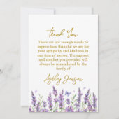 Sympathy Lavender Funeral Thank You Card サンキューカード (正面)
