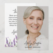 Sympathy Lavender Photo Funeral Thank You Card サンキューカード (正面/裏面)