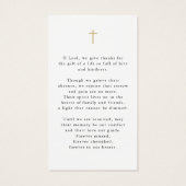 Sympathy Memorial Cross Photo Prayer Card (裏面)