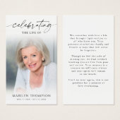 Sympathy Memorial Photo Elegant Prayer Card (正面&裏面)