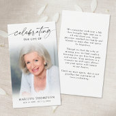 Sympathy Memorial Photo Elegant Prayer Card