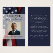 Sympathy Military US Flag Photo Prayer Card (正面&裏面)