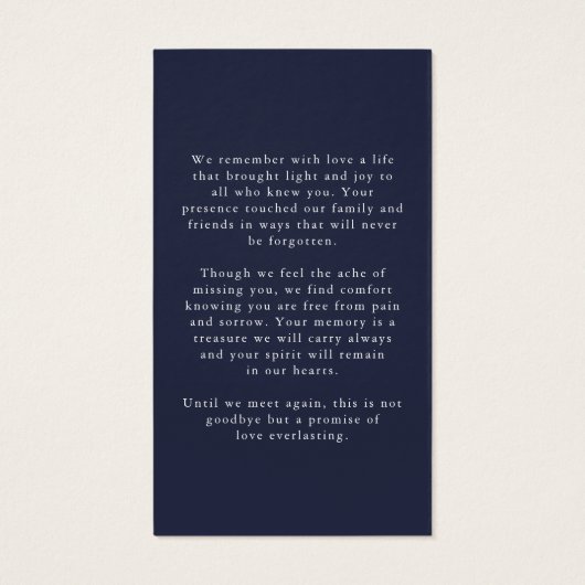 Sympathy Military US Flag Photo Prayer Card (裏面)