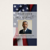 Sympathy Military US Flag Photo Prayer Card (正面)