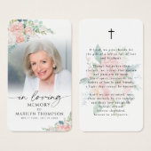 Sympathy Modern Floral Photo Prayer Card (正面&裏面)