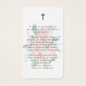 Sympathy Modern Floral Photo Prayer Card (裏面)