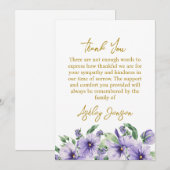 Sympathy Pansy Funeral Thank You Card サンキューカード (正面/裏面)