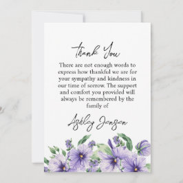 Sympathy Pansy Photo Funeral Thank You Card サンキューカード