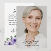 Sympathy Pansy Photo Funeral Thank You Card サンキューカード (正面/裏面)