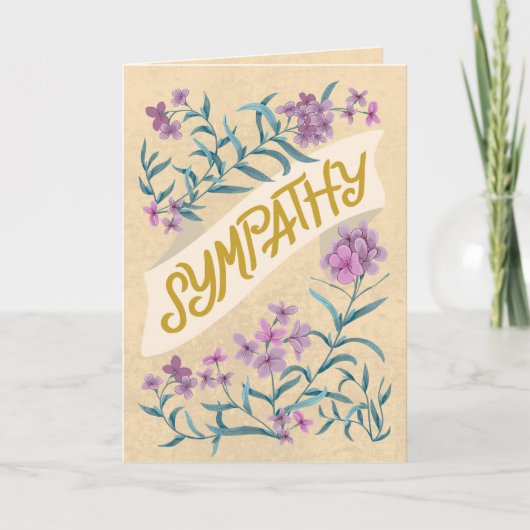 Sympathy Peach Soft Pastel Floral Banner Card カード (正面)