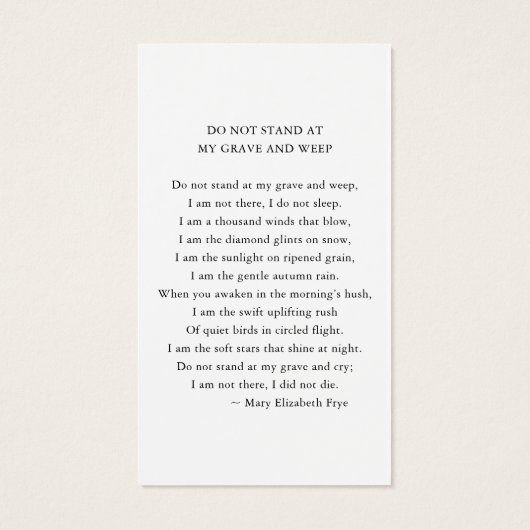 Sympathy Photo Funeral Poem Prayer Card (裏面)