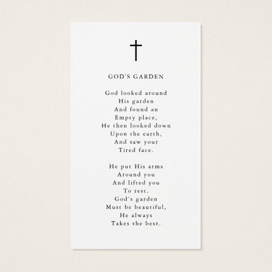 Sympathy Photo God's Garden Prayer Card (裏面)