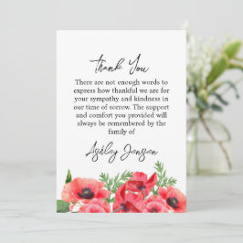 Sympathy Poppy Funeral Thank You Card サンキューカード