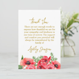 Sympathy Poppy Funeral Thank You Card サンキューカード