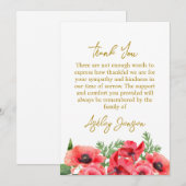 Sympathy Poppy Funeral Thank You Card サンキューカード (正面/裏面)