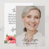 Sympathy Poppy Photo Funeral Thank You Card サンキューカード (正面/裏面)