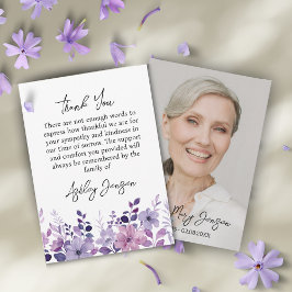 Sympathy Purple Floral Photo Thank You Card サンキューカード