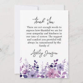 Sympathy Purple Floral Thank You Card サンキューカード
