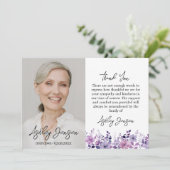 Sympathy Purple Flower Photo Thank You Card サンキューカード (スタンド正面)