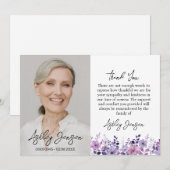 Sympathy Purple Flower Photo Thank You Card サンキューカード (正面/裏面)